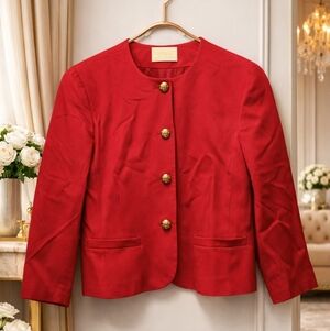 Pendleton Size 12 Red Blazer with Gold Buttons